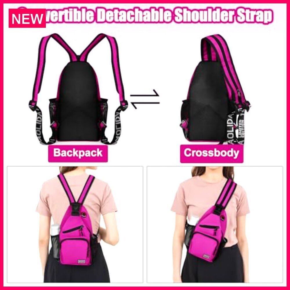 Convertible Sling Backpack Daypack, Waterproof Oxford, 13x7.8x3.5in, Tablet - Picture 4 of 7